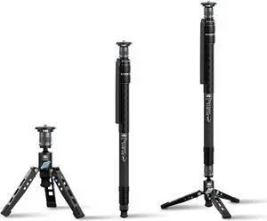 SIRUI SVM-145 Rapid Monopod with Feet, 57 Professional Carbon Fiber Camera Monopod, One-Step Rapid Height Adjustment, Lightweight Travel for DSLR Camera, Modular 3 in 1, Max Load 22lbs
