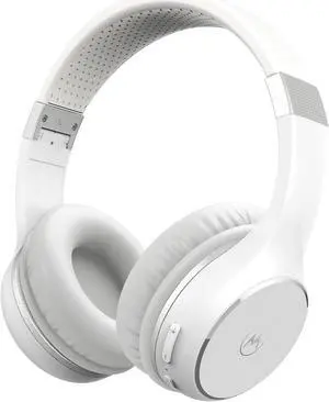 Motorola Sound Moto XT220 Bluetooth Wireless Headphones with Microphone, in-Line Control for Calls - Foldable Over-Ear Head Phones, Adjustable Headband, Dynamic Bass, Clear Sound - White