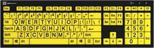 Logickeyboard 'Slimline Nero' with Large Print  Black Letters on Yellow Keys  Made for Windows PC  Including LogicLight Lamp  p/n LKBU-LPBY-BJPU-US