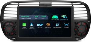 XTRONS Single Din Car Stereo for Fiat 500, Android 12 Octa Core 4GB RAM 64GB ROM Car Radio Player, 7 Inch IPS Touch Screen GPS Navigation for Car Head Unit DSP Car Play Android Auto 4G LTE (Black)