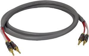 Blue Jeans Cable Canare 4S11 Speaker Cable, with Ultrasonically-welded Conventional (Non-Bi-Wire) Terminations, (One Cable - for one Speaker); Assembled in The USA (8 foot, Bananas to Bananas, Grey)
