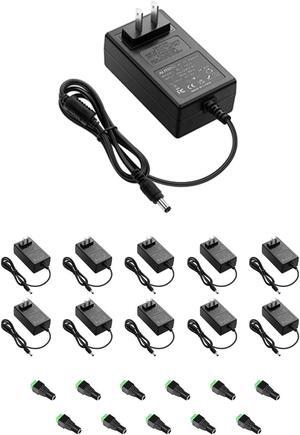 10-Pack, ALITOVE 12V 3A Power Supply DC 12 Volt 3A 36W AC/DC Power Adapter 100~240V AC to DC 12V Converter LED Driver Transformer 5.5mmx2.5mm for LED Strip Light CCTV Cameras System 3D Printer