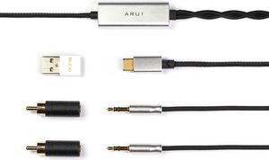 Aune ARU1 USB-C Headphone Cable with DAC, for Cable-Detachable Headphones (Dual 3.5mm TRS) AR5000
