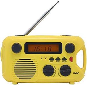 Kaito Emergency Radio KA580 Digital Solar Dynamo Crank Wind Up AM/FM & NOAA Weather Radio Receiver with Real-time Alert, MP3 Player & Phone Charger (Yellow)