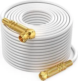 RG6 Quad Shield Coaxial Cable 250 Feet, 90 Degree Angled Cable Cord for TV Cable Wire, Coax Cable 250 Ft
