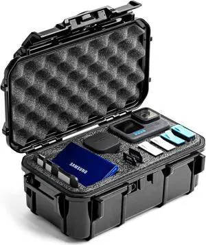 Evergreen ToughBox Tech Organizer  For Camera, Cables, Hard Drives, Compatible with GoPro etc. (Large, PROFoam, Black)