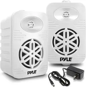 PyleUSA Bluetooth Indoor Outdoor Speakers Pair-300 Watt Dual Waterproof 4 2-Way Full Range Speaker System w/1/2 High Compliance Polymer Tweeter-Home, Boat, Marine, Deck(White)(PDWRBT46WT)