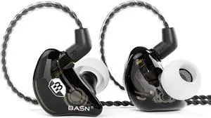 BASN Bsinger BC100 in Ear Monitor Headphones Universal Fit Noise Isolating IEM Earphones for Musicians Singers Studio Audiophiles (Black)