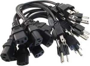 CablesOnline 12-Pack 1ft. Short 3-Conductor PC Power Cord, 18AWG NEMA 5-15P to IEC-60320-C13 Cable, PC-111-12
