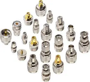 onelinkmore 20 Type Set UHF PL259 SO239 Mini UHF Adapter Kits UHF to SMA BNC MCX FME F TNC Mini UHF RF Coaxial Adapter Male Female Coax UHF VHF HF Radios Adapter Connector Kit