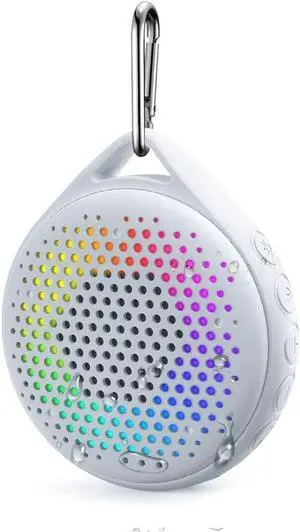 AVWOO Shower Speaker IP67 Waterproof Bluetooth Speaker, Portable Bluetooth Speaker with Enhanced Bass and Built-in Mic, Mini Bluetooth Speaker with Compact Size for Home Outdoor Travel (White)