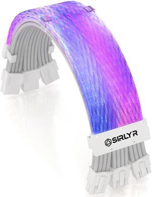Sirlyr RGB PSU Cables,Full White ARGB GPU Power Supply Cable 3 * 8(6+2) Pin,Strimer Extension Cable Kit 5V 3Pin Synchronized,Customed White PC Chassis (White Connector)
