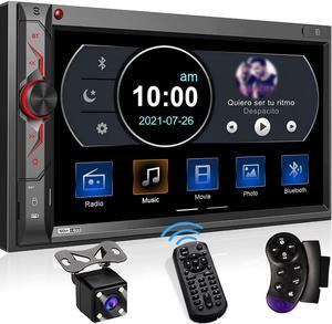Double Din Car Multimedia System: 7 Inch HD Touchscreen Car Stereo Receiver - Bluetooth Car Radio MP5 Player with Mirror Link | Rear View Camera | MP3 | AM/FM | USB/SD/AUX | Steering Wheel Control