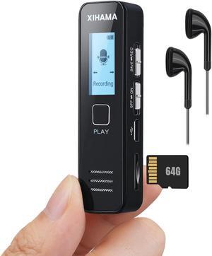 64GB Mini Voice Recorder, Digtal Voice Recorder Spy Hidden Pocket Tape Recorder with Playback for Lectures, Meetings, XIHAMA 4608 Hours Handheld Audio Recorder with Microphone, USB Charge, Password