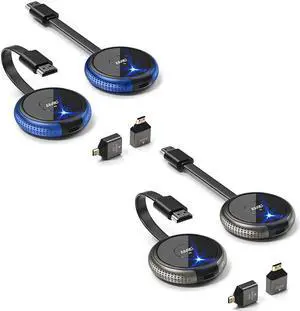 AIMIBO Wireless HDMI Transmitter and Receiver 4K 2 Pack, Wireless HDMI 2.4G/5G Video & Audio Extender for Laptop, Tablet, Camera, Blu-ray, TV Box to TV/Monitor/Projector 165FT/50M - Blue+Gray