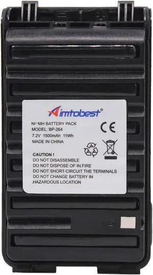 Aimtobest BP264 BP-264 1500mAh Ni-MH Battery Compatible for ICOM IC-T70A IC-F4001 IC-F4003 IC-F3001 IC-V80 IC-U80 IC-F3101D IC-F3103D IC-F4101D IC-F4103D BP265 BP-265 with Belt Clip