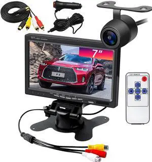 Backup Camera with 7-Inch Monitor Easy Install: Plug-Play DIY Guide Lines Clear Night Vision HD 1080P Rear View Camera with Monitor Kit IP69 Waterproof Night Vision with On/Off Switch for Cars/SUVs