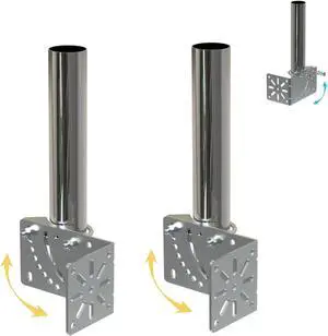 Amazmount 2PCS 1.5" Diameter Universal Outdoor Adjustable Antenna Mount Pole Bracket to Wall Weather Station 10" Length Antenna Mast Mounting Pole Clamp Kit