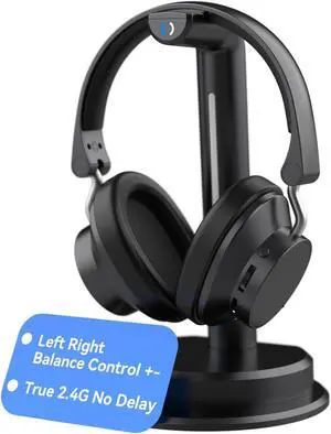 ANSTEN Wireless Headphones for TV Watching w/Balance Control, Digital Optical RCA AUX 2.4 GHz Transmitter Charging Dock, Roller Volume Control, 5 Sound Modes, No Audio Lag, Auto Power On