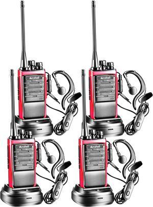 Arcshell Rechargeable Long Range Two-way Radios with Earpiece 4 Pack Arcshell AR-6 Walkie Talkies Li-ion Battery and Charger included