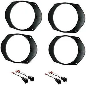 2 Pair 5 1/4" + 6" Car Stereo Speakers Mount Spacers +Wire Harness -Made for Ford: 1999-2014 F-150, 2005-2016 F-250/F-350/F-450 +More
