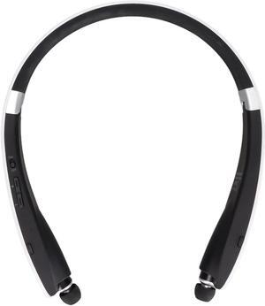 ASHATA Bluetooth Neckband Headphones, Bluetooth Wireless Stereo Neckband Earbuds Retractable Flexible Sports Earphones with Mic, Noise Cancelling, for Running Workout(White)