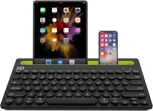 Bluetooth Keyboard for Tablet iPad Phone,Wireless Computer Keyboard with Phone Holder for Laptop Mac Desktop,Portable Mini Retro Silent Typing Keyboard,Multi-Device,Connect Up 3 Devices-Black