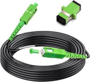 Bangun 30 Meters SC/APC to SC/APC Fiber Optic Internet Cable, Outdoor Armored Single Mode Patch Cable, Fiber Optic Jumper Optical Patch Cord - SIMPLEX - 9/125um - OS1/OS2 Compatible, LSZH Black