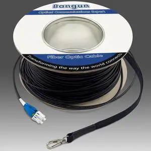 75 Meters Uniboot LC to LC Outdoor Armored Fiber Patch Cable with Pulling Eye, Low Friction Single Mode Duplex Fiber Optic Cable Jumper Optical Patch Cord, 9/125um, (OS1/OS2 Compatible), LSZH Black