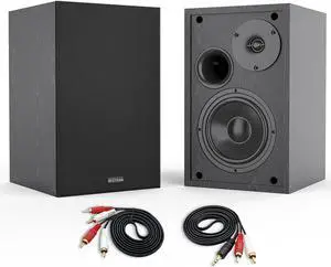 BESTISAN Bookshelf Speakers, 4 Inch Powered Bookshelf Speakers with Deep Bass, Bluetooth 5.0 Studio Monitor Speakers, 2.0 Neared Field Audio Speakers with 2 RCA Line Input, Set of 2 Black-New Model