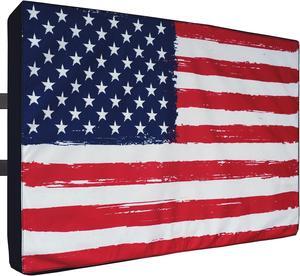 Outdoor TV Cover 60, 65 inch - WITH ZIPPER, Weatherproof and Waterproof 360 degrees protection, 600D Heavy Duty Fabric - American Flag