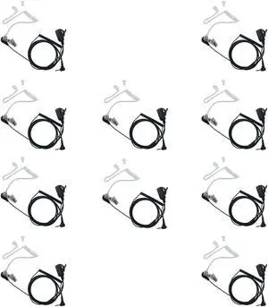 BVMAG Walkie Talkie Earpiece with mic Acoustic Tube Earpiece Compatible with Motorola Talkabout MH230R T200 T260 MR350R MT350R MS350R 2 Way Radio 10 Pack