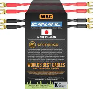 WORLDS BEST CABLES 4 Units - 8 Inch - Canare 4S11  Audiophile Grade - 11AWG - HiFi Speaker Jumper Cable Terminated with Gold Spade Connectors