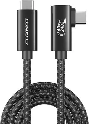 Cuxnoo USB 4 Cable Replacement for Thunderbolt 4/3 Cable Support 8K HD Display, 40 Gbps Data Transfer, and 240W Fast Charge C-C Cable for Type-C MacBook Pro/Air Laptop, Monitor, Hub, etc, 3.3ft, Angle