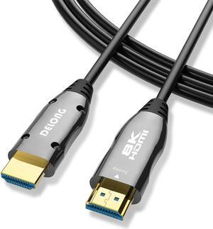 8K Fiber HDMI Cable 30ft, DELONG HDMI 2.1 Fiber Optic Cable Support 8K@60Hz, 4K@120Hz, 48Gbps, eARC Compatible with PS5, Xbox,RTX 3080 3090, Roku,8K TV Black