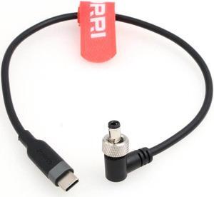 DRRI Right Angle Locking 5.5 X2.1mm DC to USB-C PD Fast Charging 12V Power Cable for Atomos Ninja V Monitor