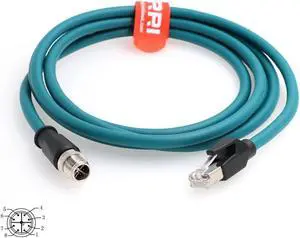 DRRI M12 X-Coded 8 Pin to RJ45 Gigabit Ethernet Interface Cat 7e Shielded Cable for Cognex in-Sight Series Industrial Cameras | Barcode Scanners (1M)