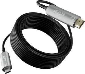 Elecan 8K Fiber Optic USB C to HDMI Cable 50 Ft, 8K@60Hz 4K@120Hz, HDR, Active Optical USB 3.1 Type-C to HDMI 2.1 Cord Compatible Thunderbolt 3/4 for Galaxy MacBook Pro/Air iPad Pro Surface Dell HP