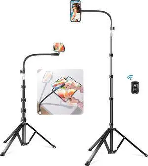 elitehood 80 Tall Phone Stand Tripod, Floor Phone Recording Stand, Heavy Duty Adjustable iPhone Tripod Stand Compatible with iPhone 15 14 13 12