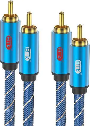 EMK RCA Cable - 16.5ft/5m Male to Male Stereo Audio Cable Adapter - HiFi Sound - Braided - Compatible with Home Theater/HDTV/Amplifiers/Hi-Fi Systems/Car Audio/Speakers