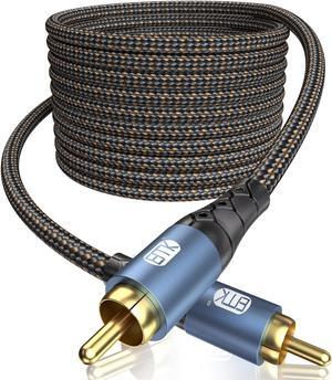 EMK Subwoofer Cable RCA to RCA Audio Cable 24K Gold-Plated Nylon Braided Double Shielded Digital Analogue Supports Amplifiers,Home Theater,Hi-Fi Systems,Subwoofer(50ft/15m)