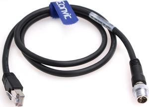 Eonvic Cognex Industrial Ethernet M12 X-type to RJ45 high-flex Cable (1M, Black)