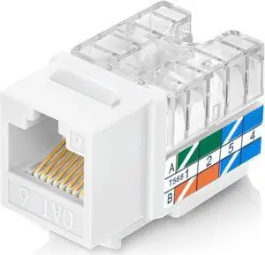 Everest 90° Angled RJ45 Cat6 Keystone Jacks 50-Pack in White - Slim Profile Female RJ45 Connectors - Cat 6 Keystone Jack - Compatible with 90° Angled Speed Termination Tool - easyJACK (B094WB91H3)