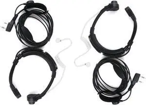 2Pack Throat Mic Earpiece Headset Mic Covert Acoustic Tube with Finger PTT Compatible with Baofeng BF-F8HP BF-F9 UV-82 UV-82HP UV-82C UV-5R UV-5R+ UV-5RA UV-5RB UV-5RC UV-5RD UV-5RE Two Way Radio