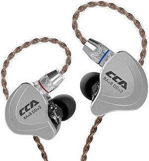 CCA C10 in-Ear Headphone, in-Ear Monitor,HiFi 1DD 4BA Hybrid Five Drivers in-Ear Earphone,Zinc Alloy Shell+Resin Cavity Wired Earbuds with 0.75mm 2Pin Gold Plated Detachable Cable (Black,No Mic)
