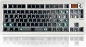 FKZ GMK87 TKL Gaming Keyboard Kit,80% Hot-Swap Tri-Mode BT5.0/2.4G/USB-C RGB Wireless Mechanical Keyboard Custom Gasket Mounted TFT-LCD Screen Barebones Kit with DIY Knob for PC Mac(White)
