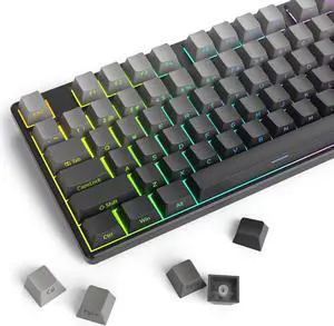 iTastatur PBT Keycaps-Side Printed Keycap Set, Double Shot Custom Keycaps, Minimalist Black Gray 140 Keys, for ANSI US Layout 60% 65% 95% Mechanical Keyboard