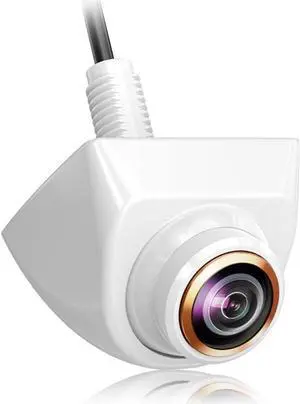 HD Backup/Front/Side View Camera with Gold Rim, GreenYi AHD 720P Reverse Rear Cam for Car, SUV, RV, Trailer, Camper, Van, Pickup, Metal Shell, Adjustable Fisheye Lens, 170 Degrees Viewing Angle(White)