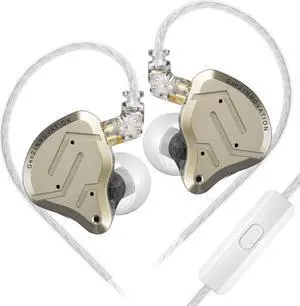 KZ ZSN Pro 2 in-Ear Monitors Headphones Metal Earphones 1BA+1DD Hybrid Technology HiFi Bass Clear Sound IEMs Noise Cancellation Earbuds Wired for Musicians Singer Audiophile(Yellow,with Mic)