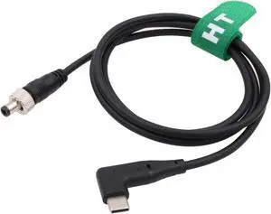 HangTon 12V PD USB C to Locking DC Power Cable for Hollyland Mars 400s Audio Recorder Atomos SmallHD Monitor Right Angle 1M